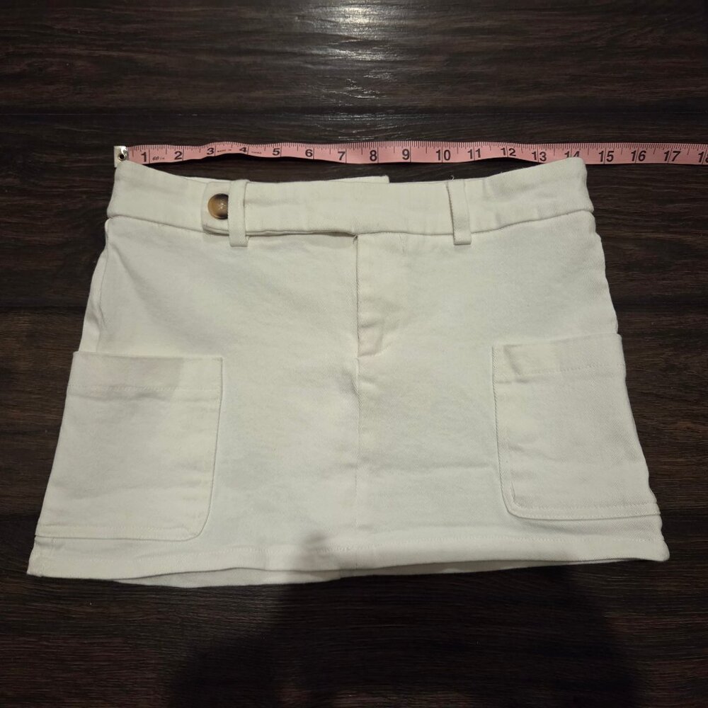 Princess Polly White Denim Stretch Low Rise Mini Skirt, Women’s Size 6